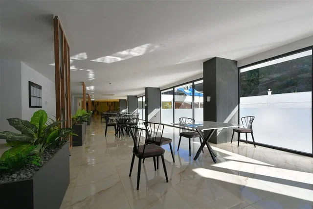 Dining room; tile floor, natural light