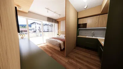 Schlafzimmer; blick, holzboden, tageslicht, moderner stil