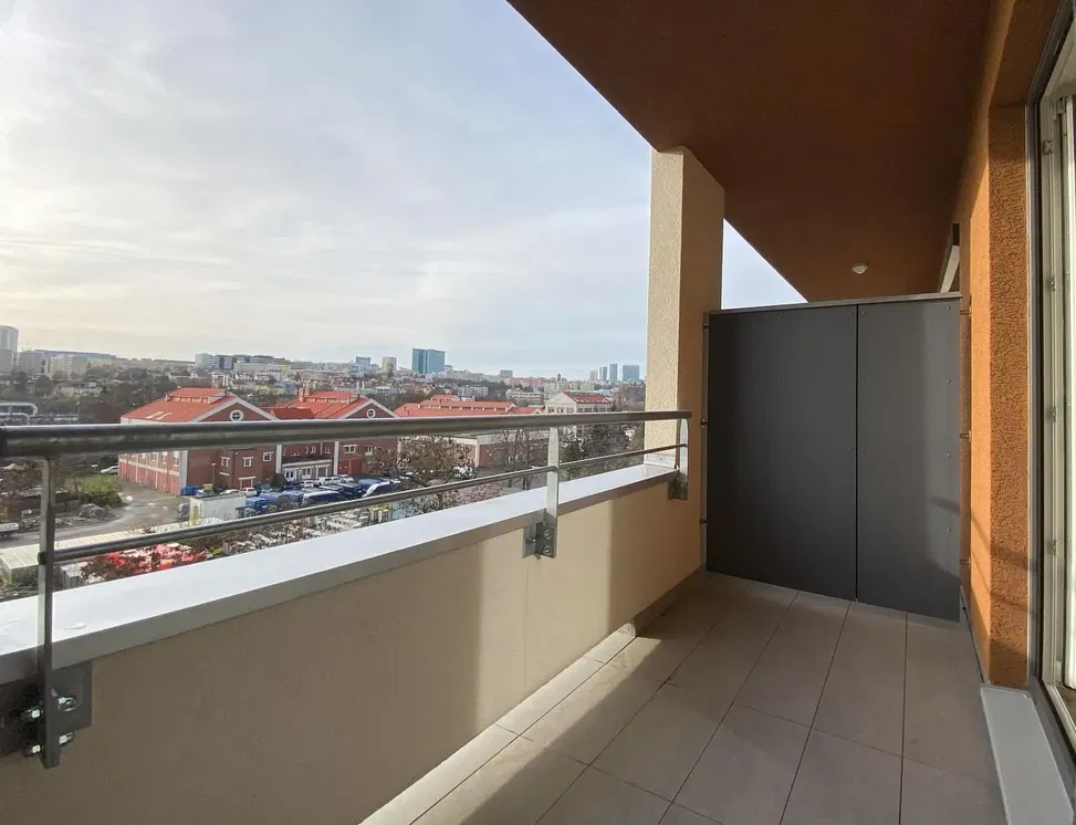 Balkon; blick, fliesenboden