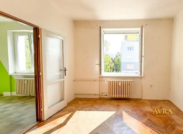 Salon; nécessite rénovation, parquet, lumière naturelle, vue