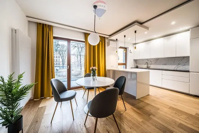 Küche; blick, holzboden, tageslicht, moderner stil