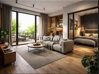 Дневна соба; поглед, природно светло, модерни стил, дрвени под