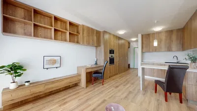 Küche; moderner stil, holzboden, tageslicht, küchengeräte