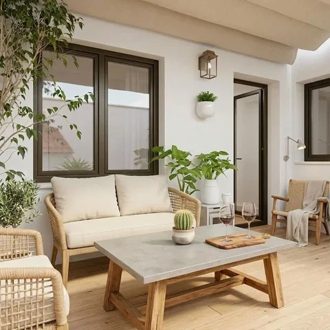 Teras; doğal ışık, modern stil