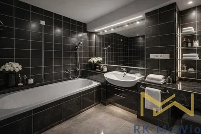 Bagno; pavimento in piastrelle, ristrutturato, luce naturale, stile moderno