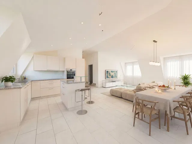 Soggiorno; luce naturale, pavimento in piastrelle, stile moderno, elettrodomestici