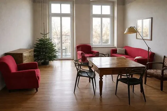 Salon; parquet, lumière naturelle, style moderne