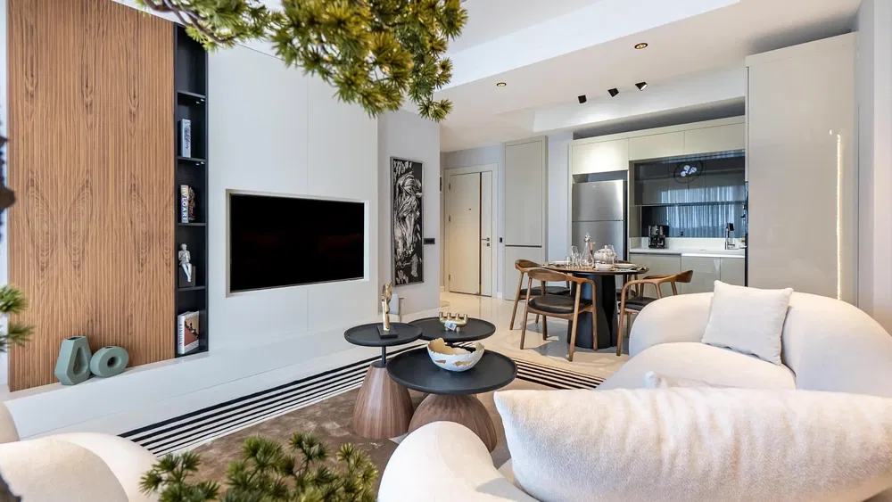 Wohnzimmer; moderner stil, tageslicht, holzboden