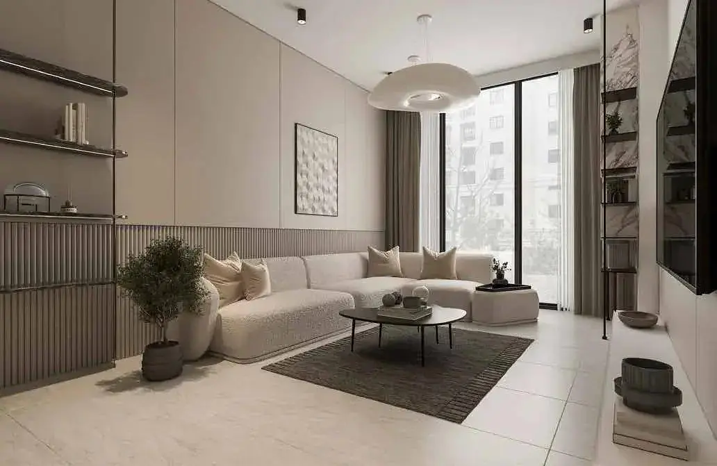 Salon; lumière naturelle, style moderne, carrelage