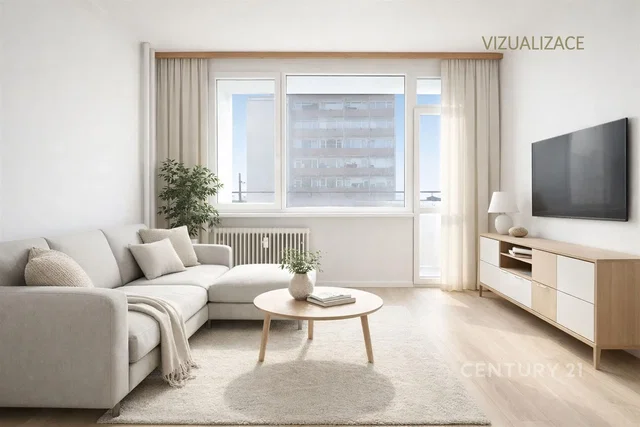 Obývačka; výhľad, prirodzené svetlo, moderný štýl