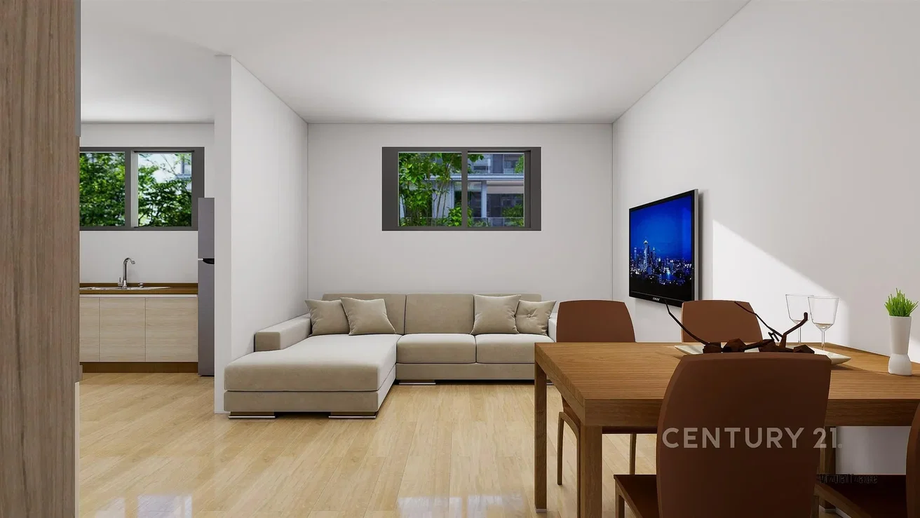 Sala de estar; vista, luz natural, estilo moderno, chão de madeira