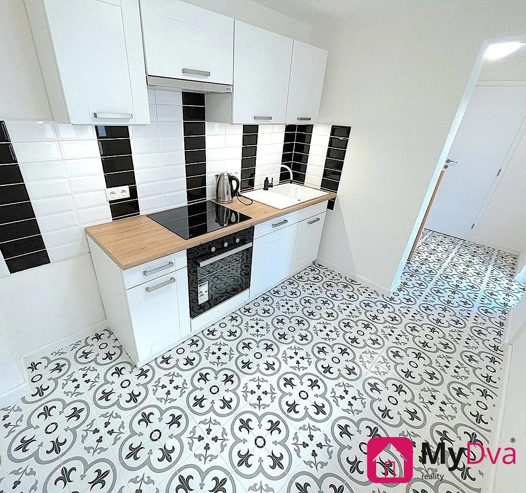 Cuisine; électroménager, carrelage, rénové, lumière naturelle, style moderne