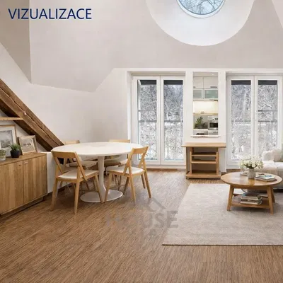 Salon; style moderne, parquet, lumière naturelle, vue