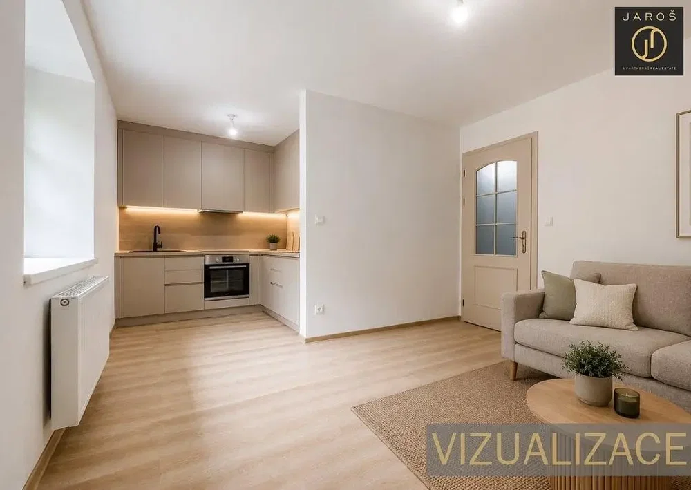 Oturma odası; mutfak aletleri, ahşap zemin, doğal ışık, modern stil