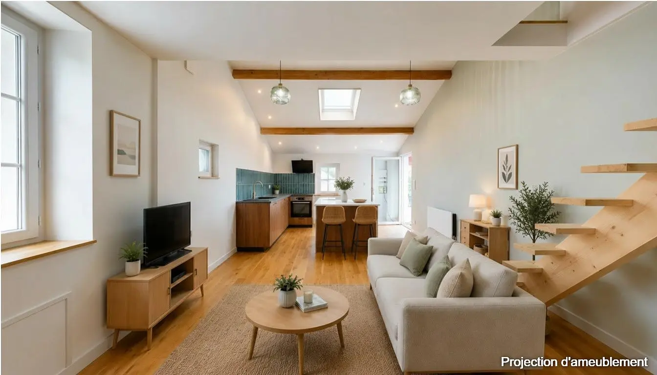Salon; parquet, lumière naturelle, style moderne