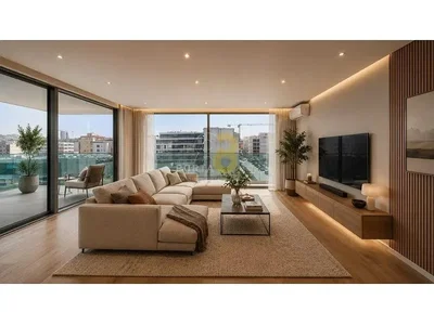 Living room; view, wood floor, natural light, modern style