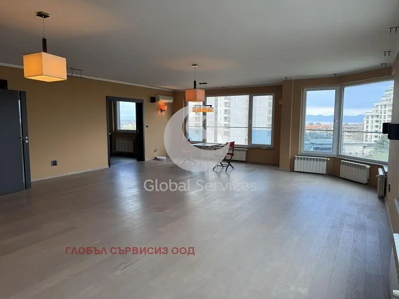 Living room; wood floor, natural light, view