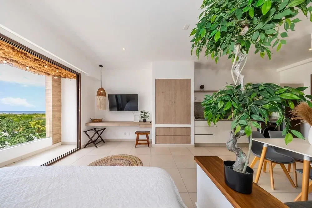 Camera da letto; vista, luce naturale, stile moderno