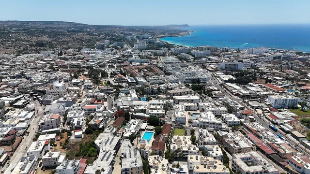 House and surroundings; view