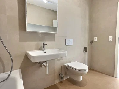 Toilette; fliesenboden, tageslicht