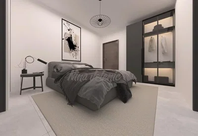 Schlafzimmer; moderner stil, fliesenboden, tageslicht