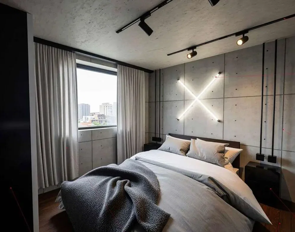 Chambre; lumière naturelle, style moderne