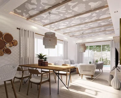 Obývací pokoj; přirozené světlo, dřevěná podlaha, moderní styl
