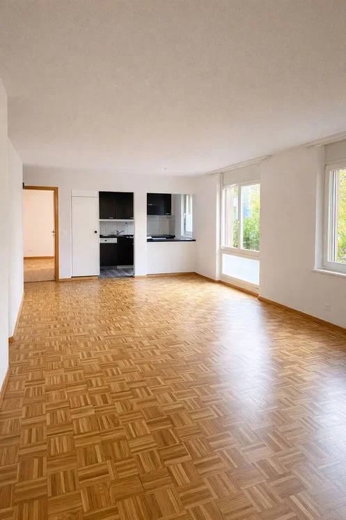 Soggiorno; pavimento in legno, luce naturale