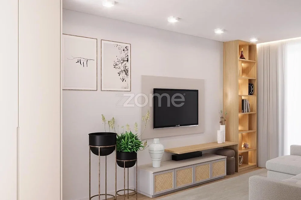Living room; modern style, natural light, wood floor