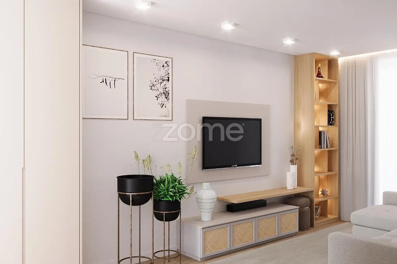 Woonkamer; moderne stijl, natuurlijk licht, houten vloer