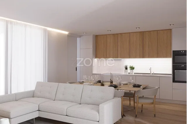Living room; natural light, modern style, kitchen appliances
