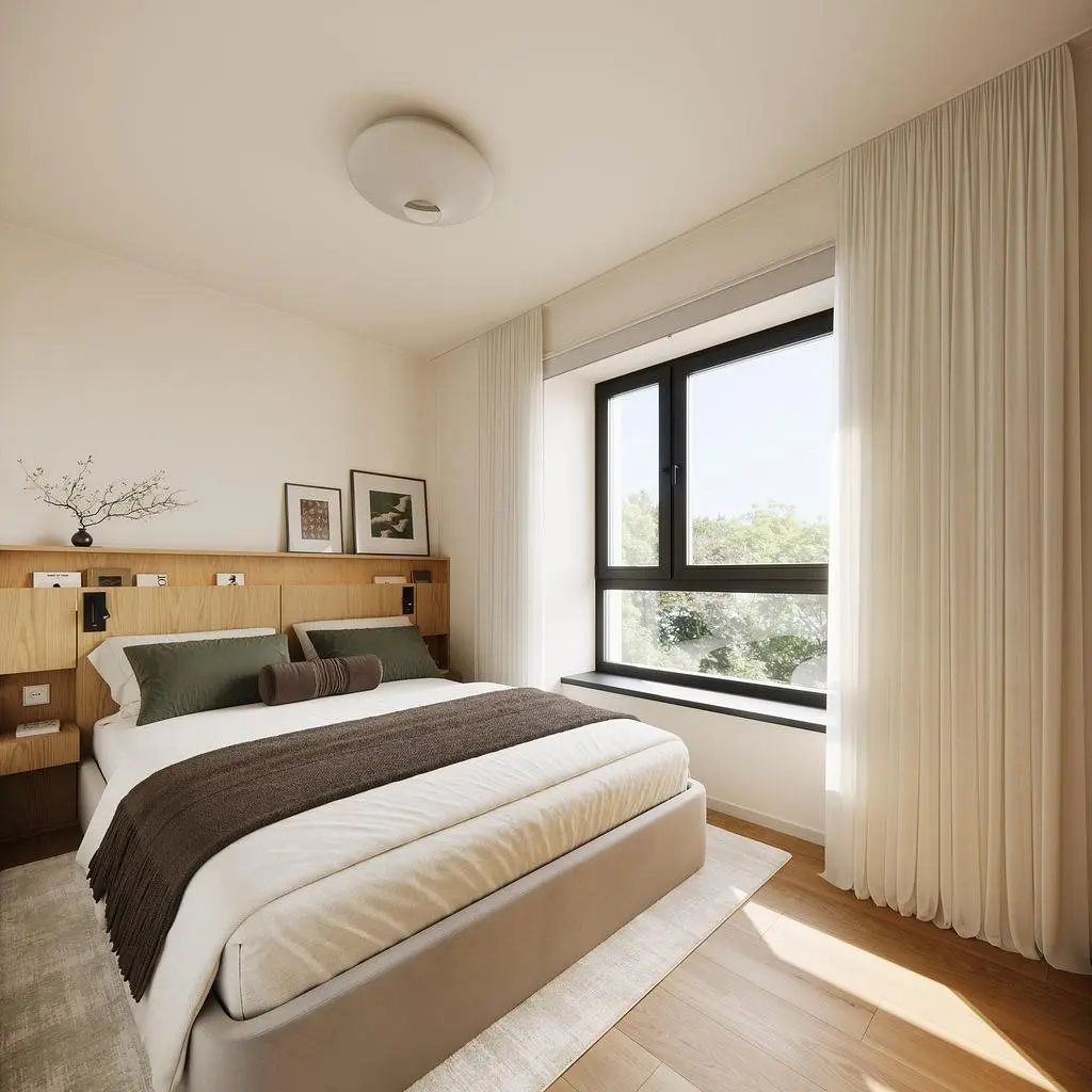 Bedroom; wood floor, natural light