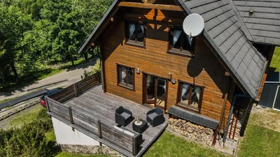 House and surroundings; view, wood beams, natural light