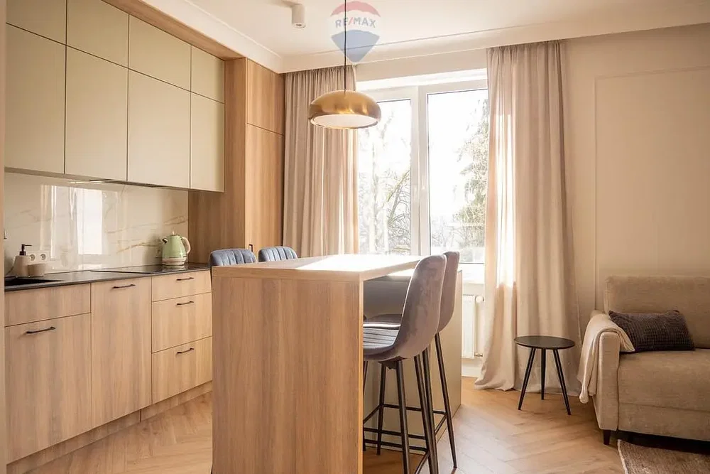 Kuhinja; kuhinjski aparati, prirodno svjetlo, moderni stil, drveni pod