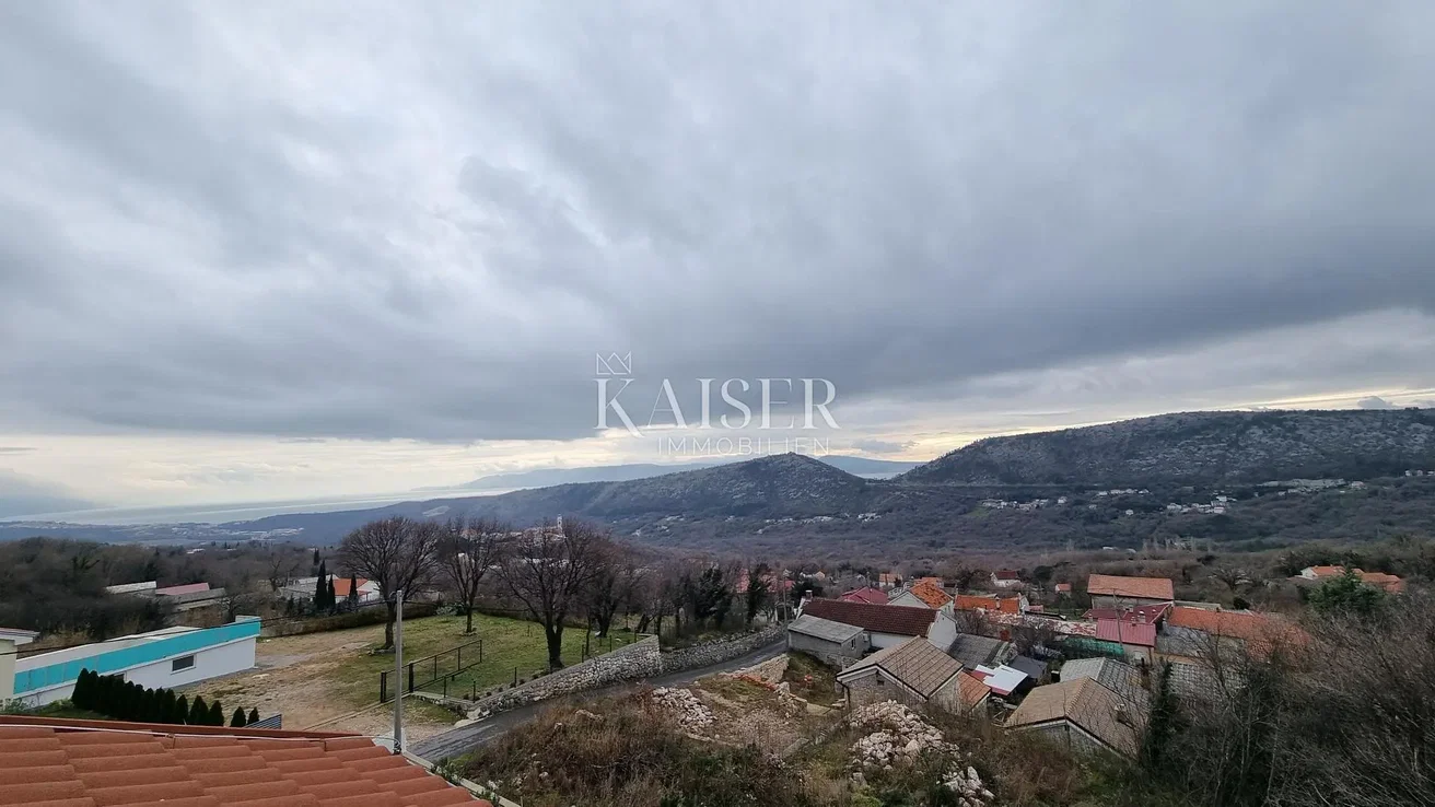 House and surroundings; view