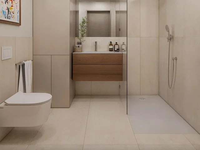 Bagno; pavimento in piastrelle, ristrutturato, luce naturale
