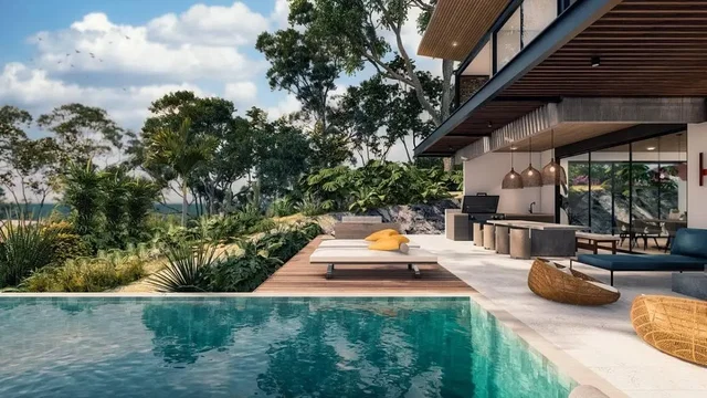 Casa y alrededores; vista, luz natural
