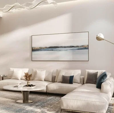 Living room; modern style, natural light, wood beams