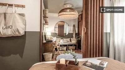 Slaapkamer; natuurlijk licht, moderne stijl, houten balken
