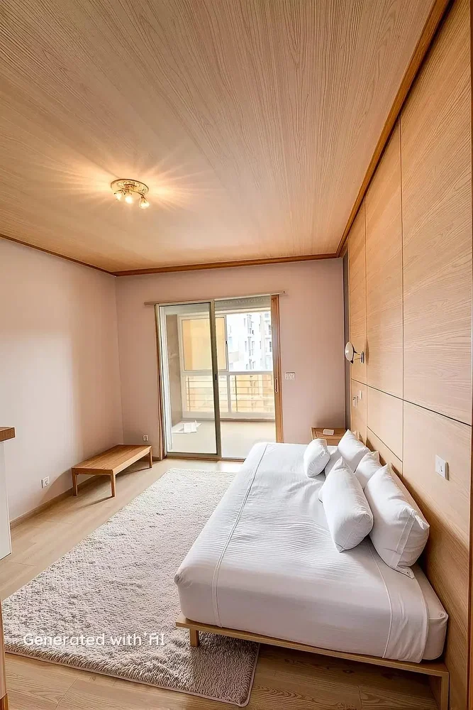 Schlafzimmer; holzboden, tageslicht, moderner stil