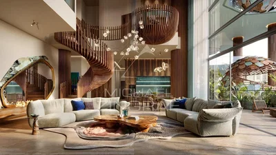 Living room; natural light, modern style, high ceiling