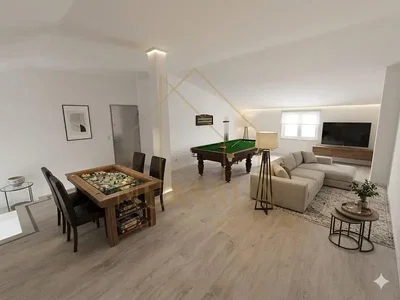 Obývací pokoj; dřevěná podlaha, přirozené světlo, moderní styl