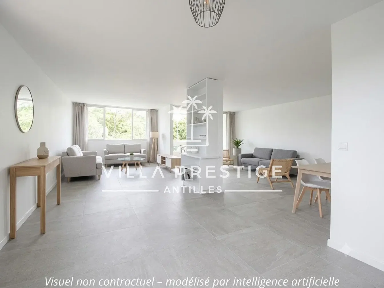 Living room; natural light, modern style, tile floor