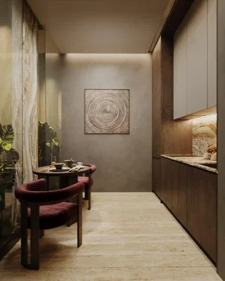 Cocina; suelo de madera, suelo de baldosas, luz natural, estilo moderno, renovado