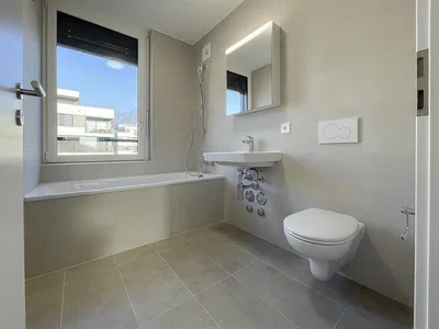 Badezimmer; fliesenboden, tageslicht