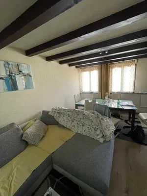 Sala de estar; vigas de madeira, luz natural