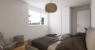Bedroom; natural light, wood floor, modern style