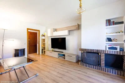 Salon; parquet, lumière naturelle, style moderne, cheminée