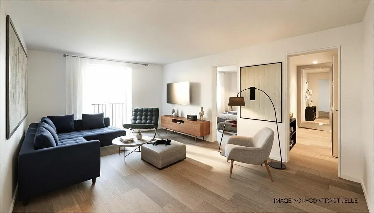 Wohnzimmer; tageslicht, holzboden, moderner stil