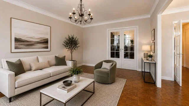 Wohnzimmer; tageslicht, moderner stil, holzboden